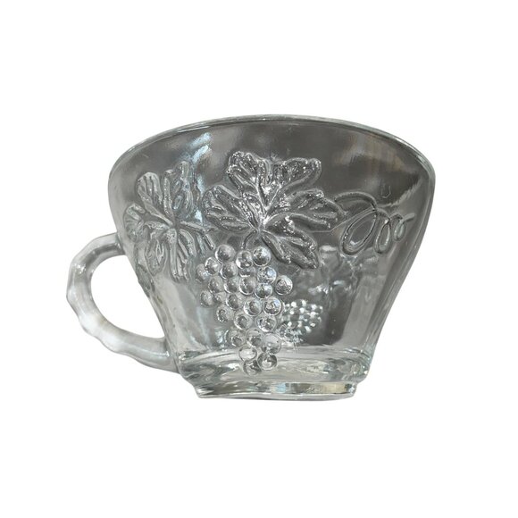 Vintage Punchbowl Glasses Used Matching Set of 2 Grapevines - Picture 5 of 16